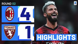 MilanTorino 41  Giroud and Pulisic score in emphatic win Goals amp Highlights  Serie A 202324 [upl. by Lusa]