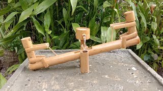 How to make very beautiful bamboo with cement waterfall fountain [upl. by Dolf218]