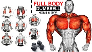 Full Body HOME Dumbbell WORKOUT squats chest triceps biceps  back shoulder wrist Calves [upl. by Lamont]