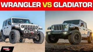 Jeep Wrangler Versus Jeep Gladiator Which Is The Better Buy  Inside Line [upl. by Ayamat]