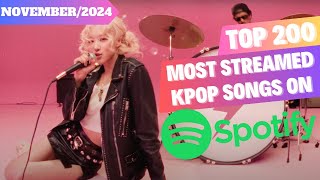 TOP 200 MOST STREAMED KPOP SONGS ON SPOTIFY OF ALL TIME  NOVEMBER 2024 [upl. by Simonsen817]