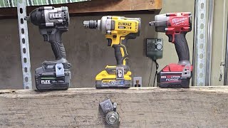 Mid Torque Showdown Breakaway Torque King Dewalt DCF892 VS Milwaukee 2962 VS Flex FX1451Z [upl. by Fesuy738]