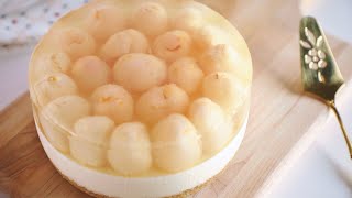 簡易免焗荔枝稀有芝士蛋糕食譜  Easy No Bake Lychee Rare Cheesecake Recipe [upl. by Deery542]