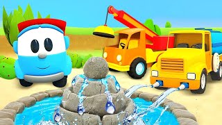 Full episodes of car cartoons amp Street vehicles cartoon for babies Leo the Truck amp a Fountain [upl. by Lahey902]