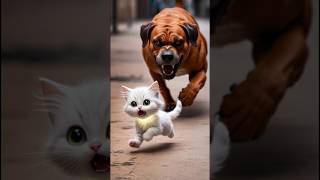 The White Cute Cat was Mothers Cat protect from the big Dog shortvideo shorts viralvideo viral [upl. by Fanchan584]