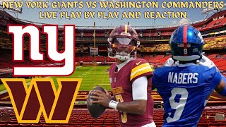 LIVE  NFL  New York Giants Vs Washington Commanders Play By Play amp Reaction [upl. by Wally881]