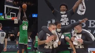 Tacko Fall shocks Celtics bench with his first career 3pointer [upl. by Adlee]