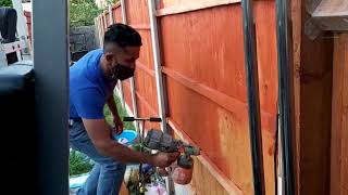 Fence Spraying Terratek 550W Electric Spray Gun [upl. by Ellehsat279]