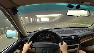 1989 E32 BMW 735iL  POV Driving Impressions Binaural Audio [upl. by Adlog116]