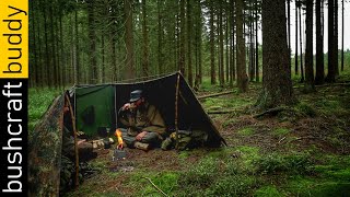 Bundeswehr Zeltbahn Shelter  Älpler Magronen  5°C  40°F Overnighter  German Moleskin Clothing [upl. by Balf]