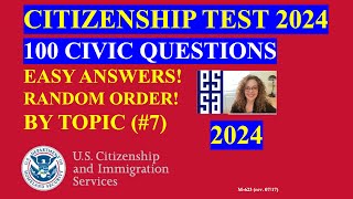 Random US Citizenship Questions by Topic  2024 Slow Easy Answer [upl. by Deana372]