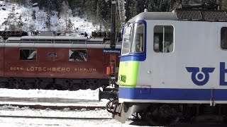 Bahnverkehr in Frutigen und Kandersteg mit SBB Messzug und ex SF DRS Wagen [upl. by Saber386]