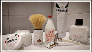 💈🤍 Proraso White Sensitive Shaving Cream Preshave Aftershave Balm OldSpice Whitewater Astra 901💈 [upl. by Minier]