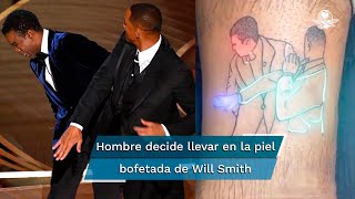 Hombre se tatúa golpe de Will Smith a Chris Rock [upl. by Anidan]