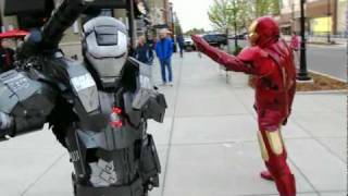 Master Le Cosplay Iron Man 2 MKVI and War Machine fight scene spoof [upl. by Ocir751]