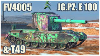 FV4005 JgPz E 100 amp T49 • WoT Blitz Gameplay [upl. by Mita]