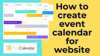 How to create event calendar for website  fullcalendar js example  how to rerender fullcalendar [upl. by Currier564]