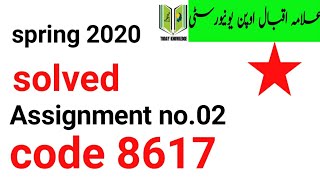 aiou solved Assignment spring 2020  code 8617 Assignment no02 [upl. by Enellek]