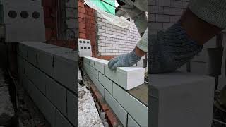 Кладка кирпича под шаблон Laying bricks under the template [upl. by Esidnak136]