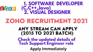 Zoho offcampus 2021  ZOHO Recruitment 2021  2015 to 2021 batch eligible In Tamil [upl. by Aleece238]