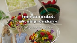 Sommersalat med spidskål ærter asparges og madblomster [upl. by Ydiarf]