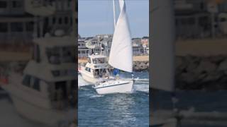 Sailboat Sets Sail As It Heads Through The Choppy Inlet [upl. by Yasmeen843]