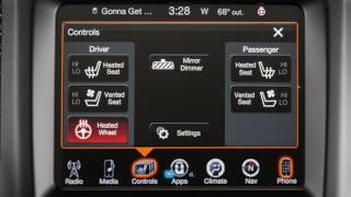 Heated Steering WheelUsing heated wheel on the control menu of 2017 Jeep Grand Cherokee [upl. by Erlina]