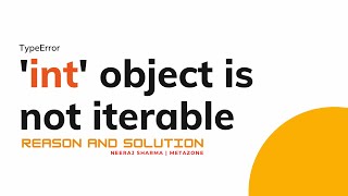 TypeError int object is not iterable  int object is not iterable  In python  Neeraj Sharma [upl. by Nisa]