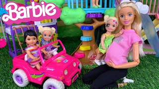 Barbie Doll Family Playground Playdate Routine [upl. by Aitnyc]