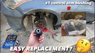 LOWER CONTROL ARM BUSHING REPLACEMENT 350z Z1 MOTORSPORTS BUSHINGS [upl. by Hasty491]