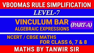 Vinculum Bodmas Algebra  Vinculum Bar Algebraic Expressions  PartA vinculum [upl. by Hubert448]