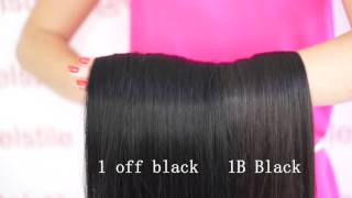 Choosing right color Clip in hair extensions 20quot 160 g 1B BLACK 1 OFF BLACK 2 BROWN [upl. by Eiuqnimod]