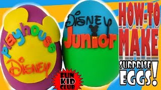 HOWTO MAKE PlayDoh Surprise EggsDISNEY JUNIOR amp PLAYHOUSE DISNEY Get PlayDoh amp Build with Us [upl. by Aihsel]