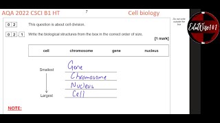 AQA GCSE 2022 Paper 1 Q2 Biology Combined Science Higher Tier Past paper Questions Cell Biology [upl. by Anahir480]