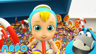 Babys Halloween Candy HAUL Trick or Treat  ARPO  Rob the Robot amp Friends  Funny Kids TV [upl. by Jestude]