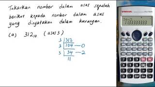 Cara menggunakan kalkulator dalam penukaran asas dengan pembahagian menggunakan nilai asas [upl. by Paik]