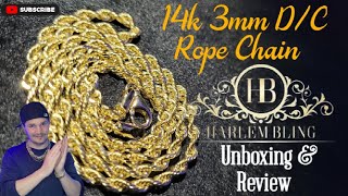 14k Solid Gold 3mm DC Rope Chain Review from Harlembling [upl. by Ginsberg231]