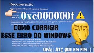 COMO CORRIGIR O ERRO 0xc000000f [upl. by Otrevlig]