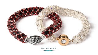 Crystal Netting Lace Bracelet  DIY Jewelry Making Tutorial by PotomacBeads [upl. by Lilllie]