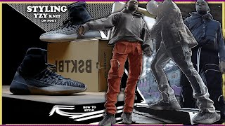 Adidas YEEZY BSKTBL KNIT SLATE BLUEquot REVIEW\HOW TO STYLE THE YEEZY BSKTBL KNIT ON FEET WITH FITS [upl. by Eberly72]