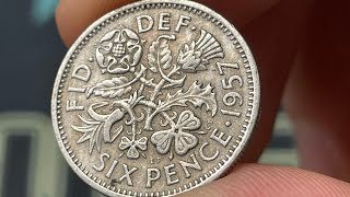 1957 United Kingdom Sixpence 6d Predecimal Coin • Values Information Mintage History and More [upl. by Yhtomiht]