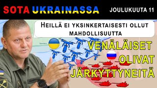 11 joulukuuta KUVAMATERIAALI 10 VENÄLÄISTÄ TANKKIA JA 120 MIESTÄ VASTASSA UKRAINAN DROONILAUMA [upl. by Klina917]