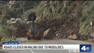 Mudslides on PCH close roads in Malibu [upl. by Anaya]