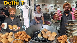 Top 5 Famous street food in Delhi 7  Chole Kulche  Love poori  Dudh Soda [upl. by Nowad]