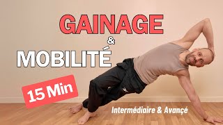 15 Min Gainage Mobilité  Abdominaux profonds  Gainage lombaire  Niveau intermédiaire Avançé [upl. by Cone]