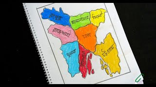 Bangladesh Map drawing  বাংলাদেশের মানচিত্র আঁকার নিয়ম [upl. by Tammie]