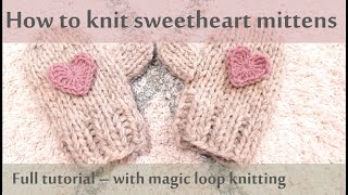 How To KNIT MITTENS  Magic loop knitting [upl. by Witherspoon]