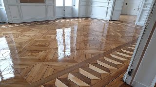 Ponçage et Vitrification dun parquet anciensur mesure à Paris7 [upl. by Enitsirhk837]