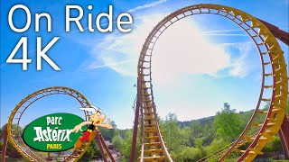 4KPOV Goudurix 🎢 On Ride  Front Row  Parc Astérix Paris [upl. by Gayler]