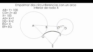 Geometría descriptiva Empalmar dos circunferencias con un arco interior de radio X [upl. by Rednirah]